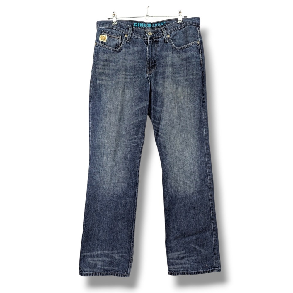 Cinch Grant Mens Relaxed Fit Straight Jeans Medium Wash Blue 34x32 MB63337001